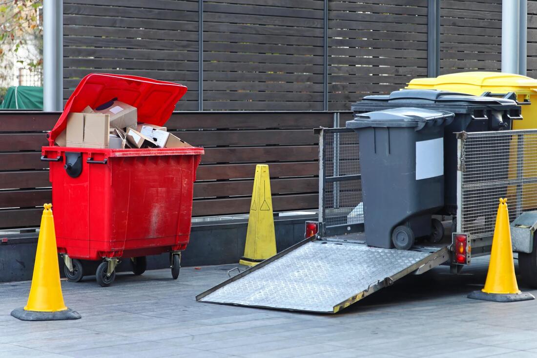a dumpster bins outside
